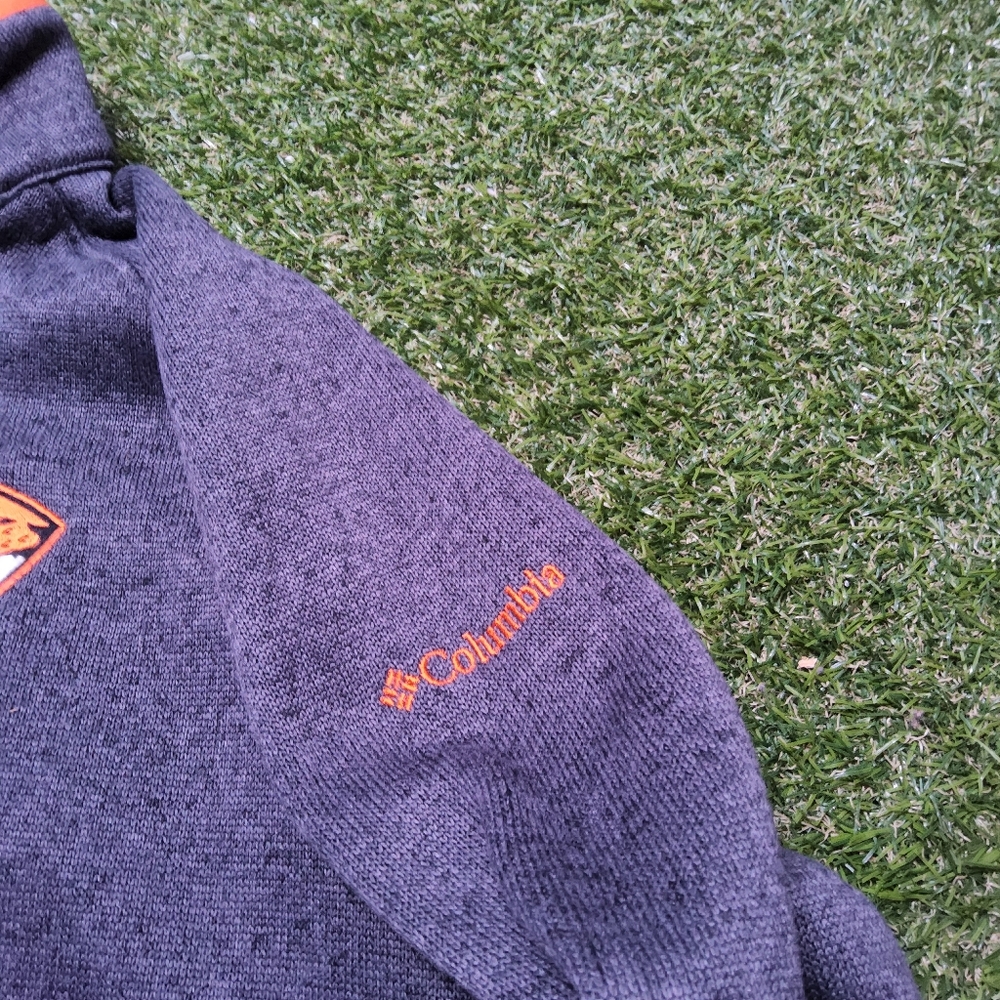 Columbia Oregon Beavers Gray and Orange Quarter-Zip Pullover Large 4848 - Picture 5 of 8